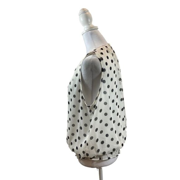 Collective Concepts White with Black Polka Dots Sleeveless Blouse Size Large - Picture 5 of 9